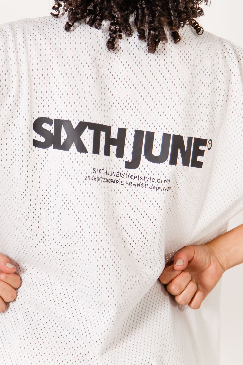 Sixth June - Robe t-shirt mesh logo blanc