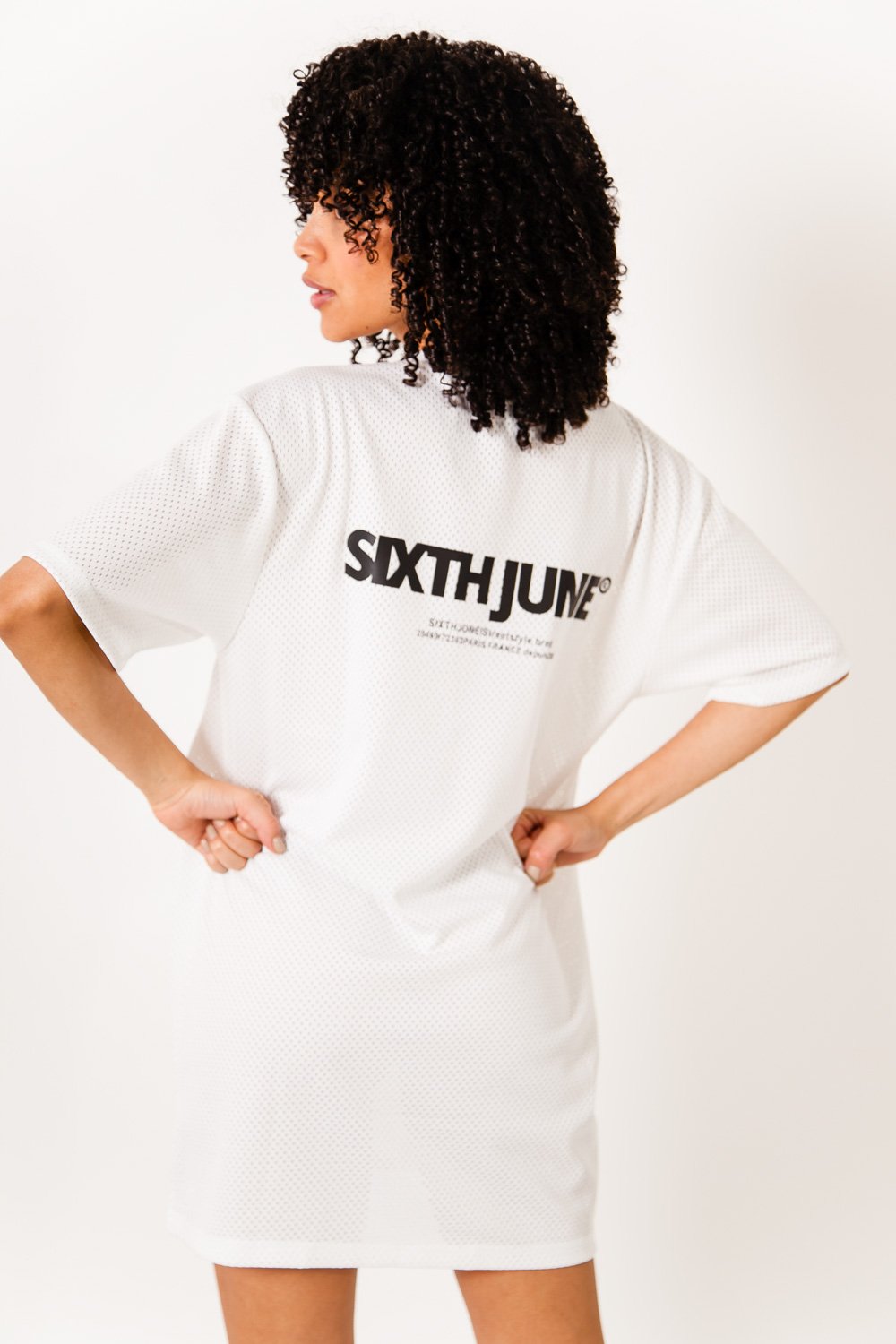 Sixth June - Robe t-shirt mesh logo blanc