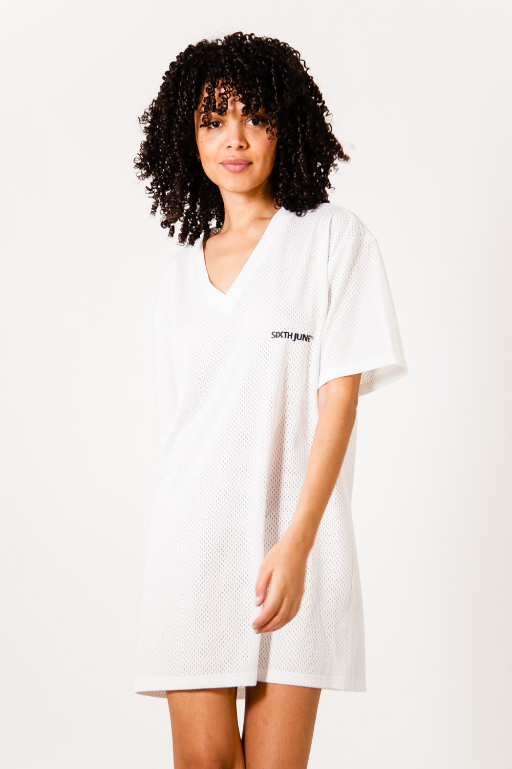 Sixth June - Robe t-shirt mesh logo blanc