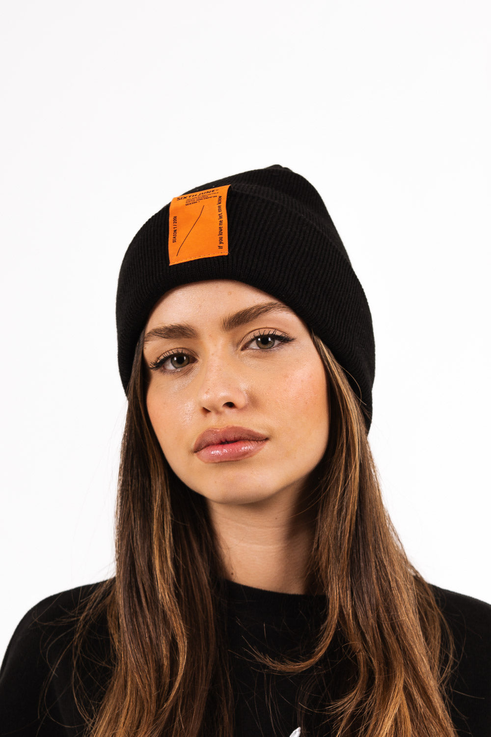 Sixth June - Bonnet unisexe maille patch Noir