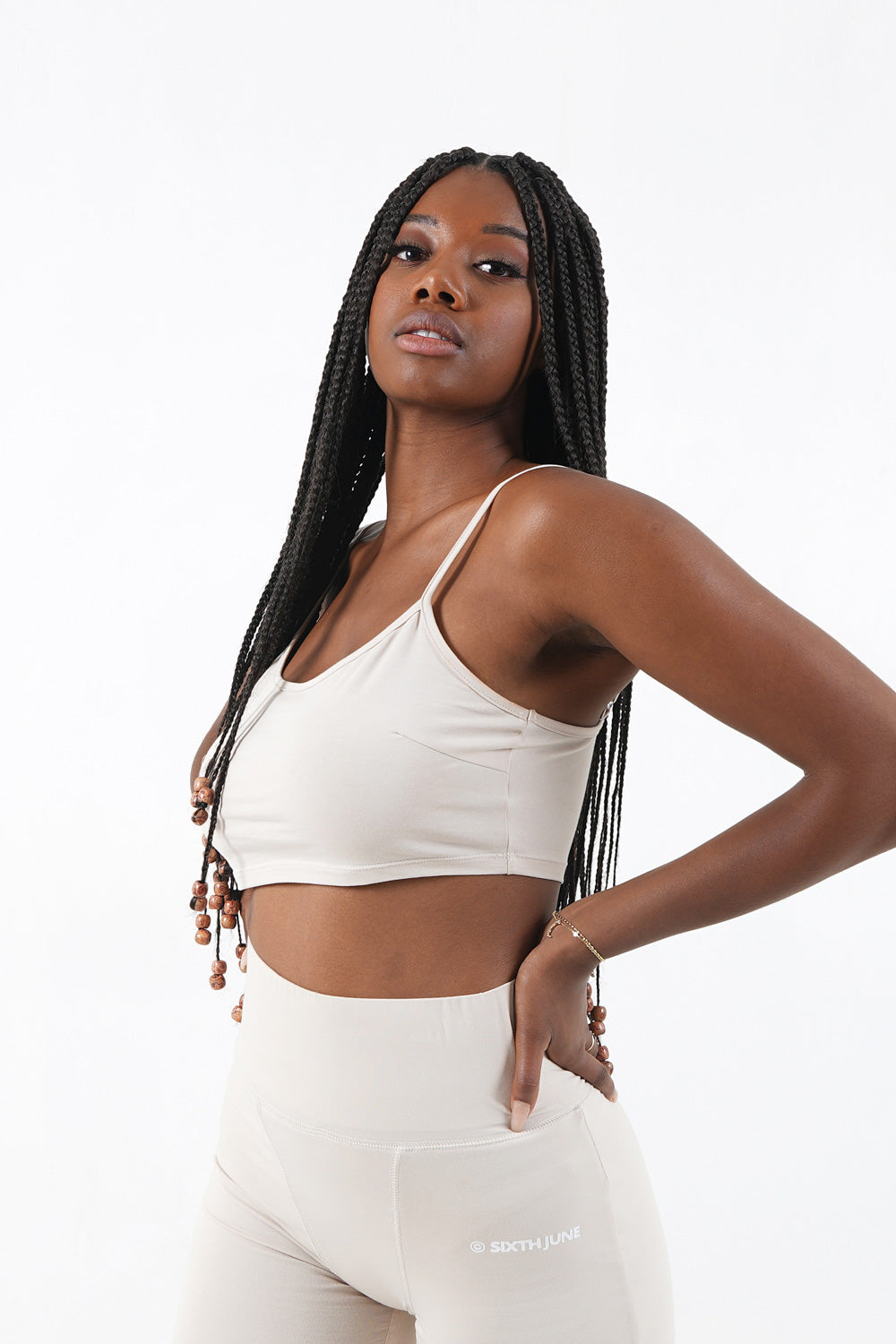 Sixth June - Brassière bretelles logo imprimé Beige clair