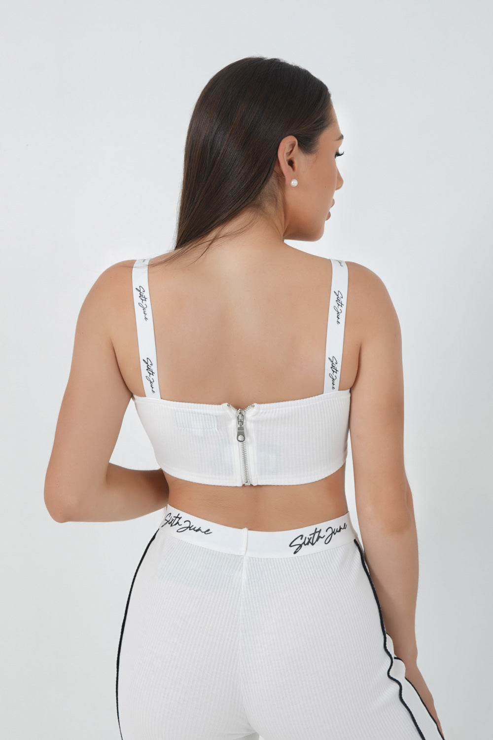 Sixth June - Brassière côtelée signature Blanc