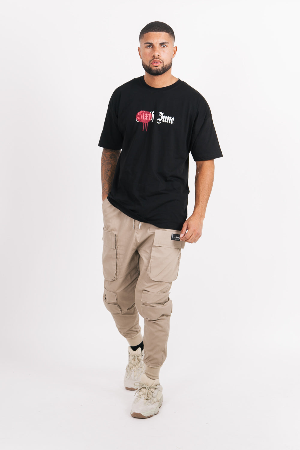 Sixth June - Pantalon cargo tactique poches beige foncé