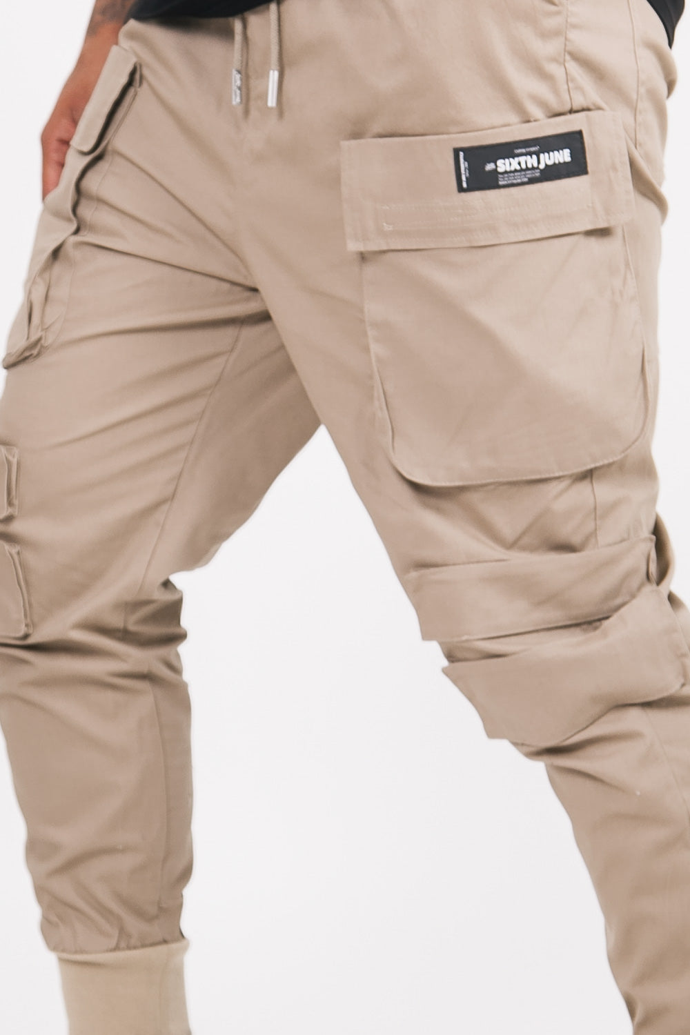 Sixth June - Pantalon cargo tactique poches beige foncé