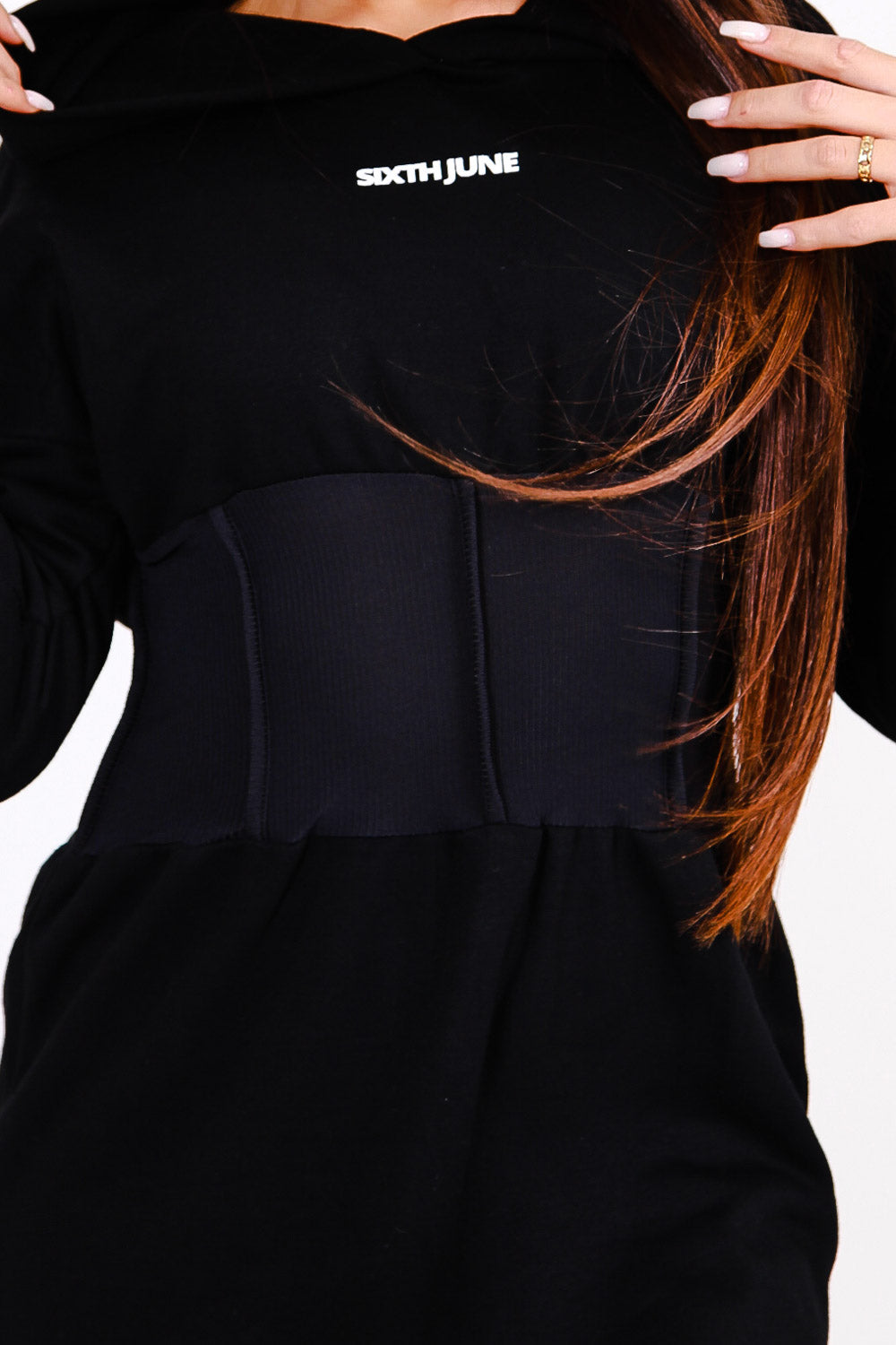Sixth June - Robe sweat capuche corset noir
