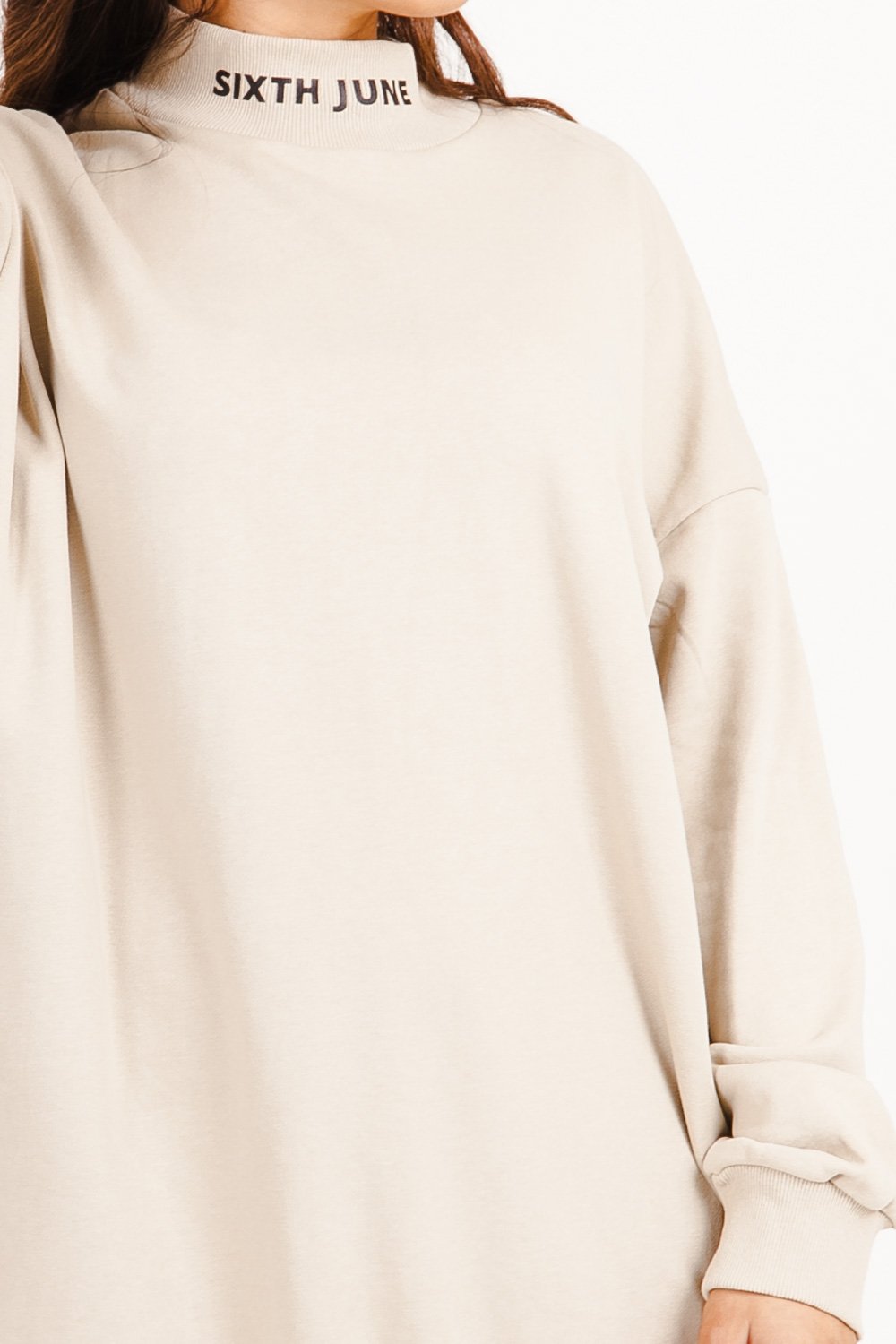 Sixth June - Robe sweat col côtelé Beige
