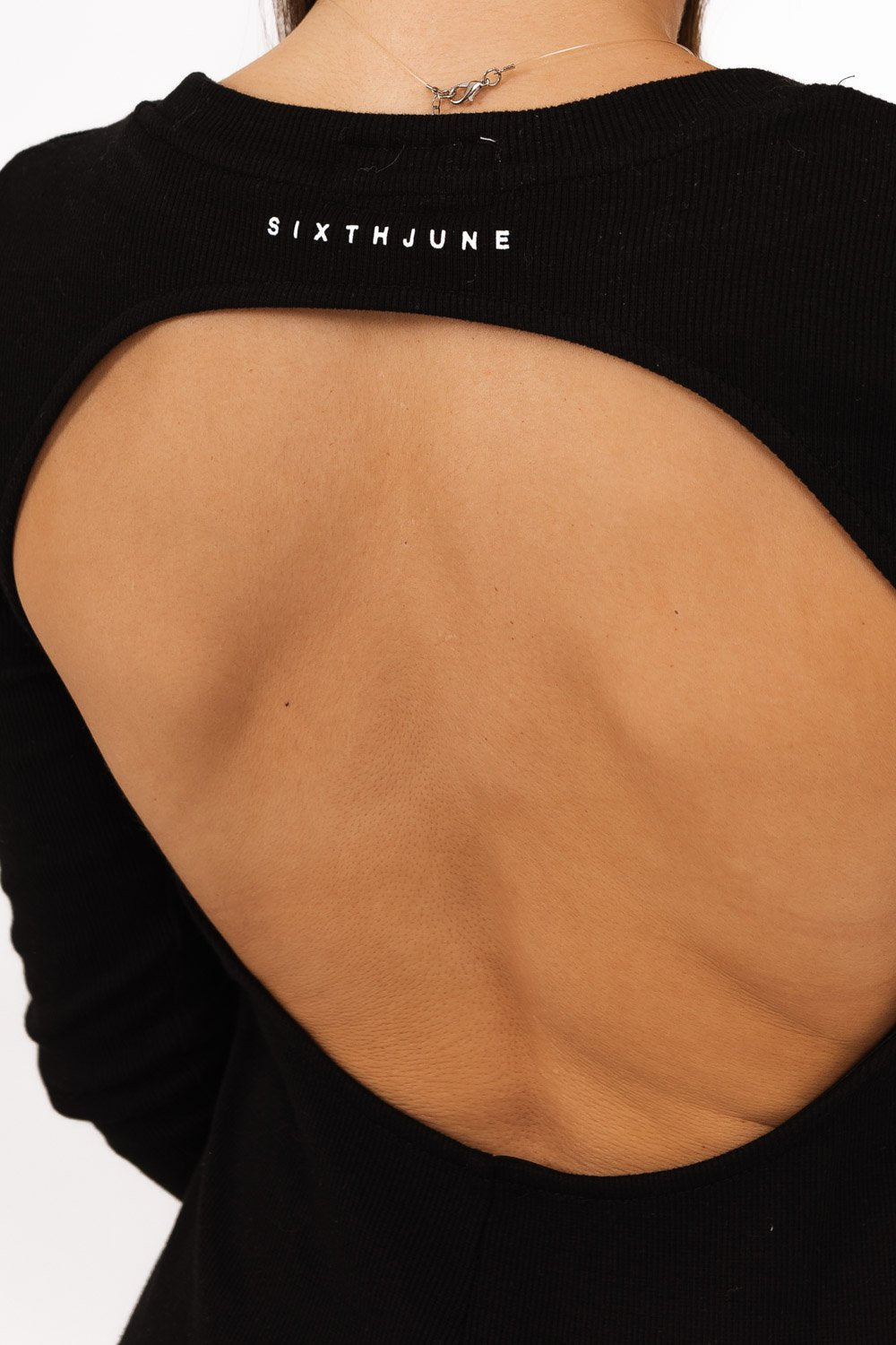 Sixth June - Robe côtelée moulante dos nu noir