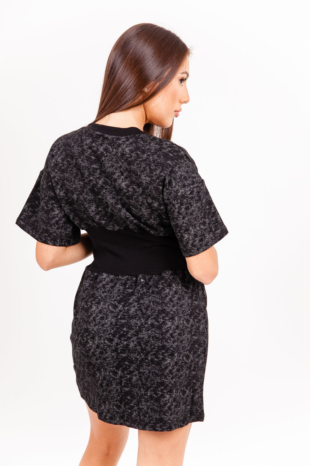 Sixth June - Robe t-shirt corset noir délavé