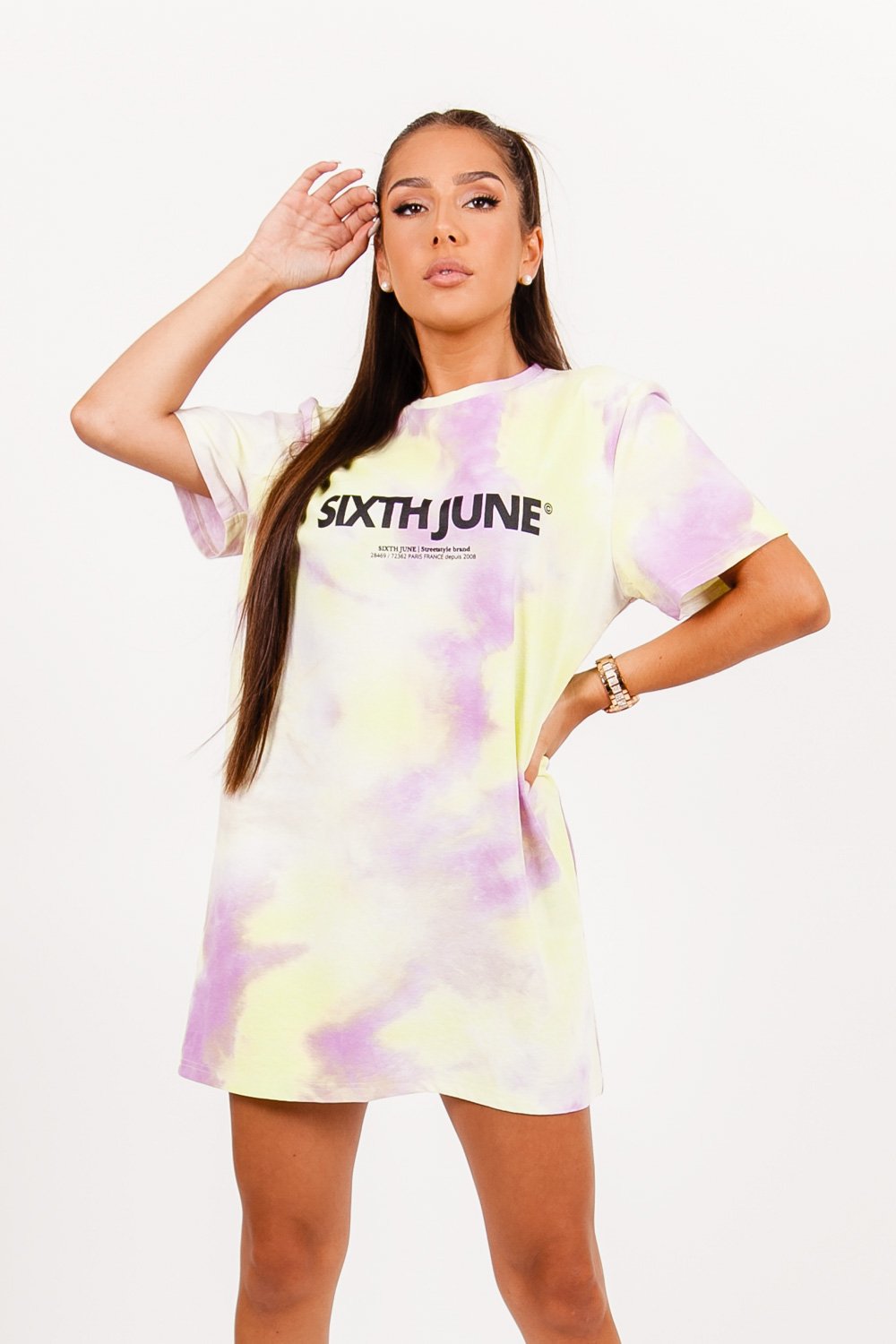 Sixth June - Robe t-shirt tie and dye jaune