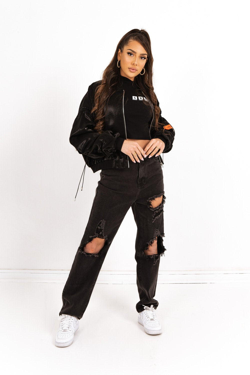 Sixth June - Veste satin empiècement logo Noir