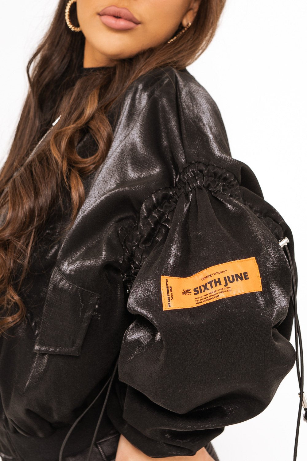 Sixth June - Veste satin empiècement logo Noir