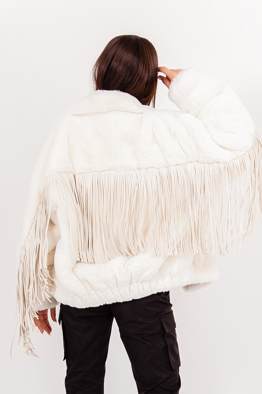 Sixth June - Veste fausse fourrure franges Blanc cassé