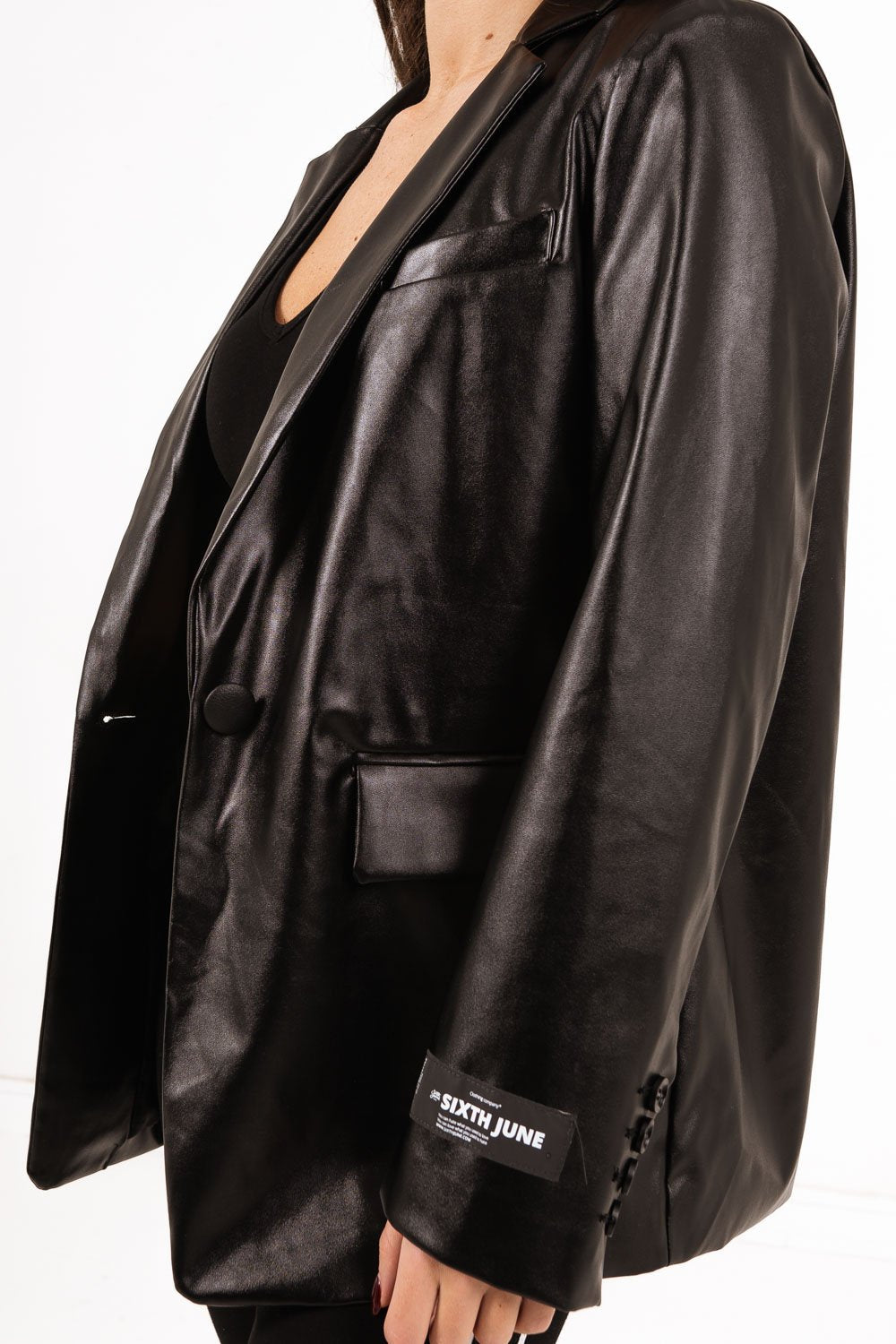 Sixth June - Veste blazer simili cuir noir