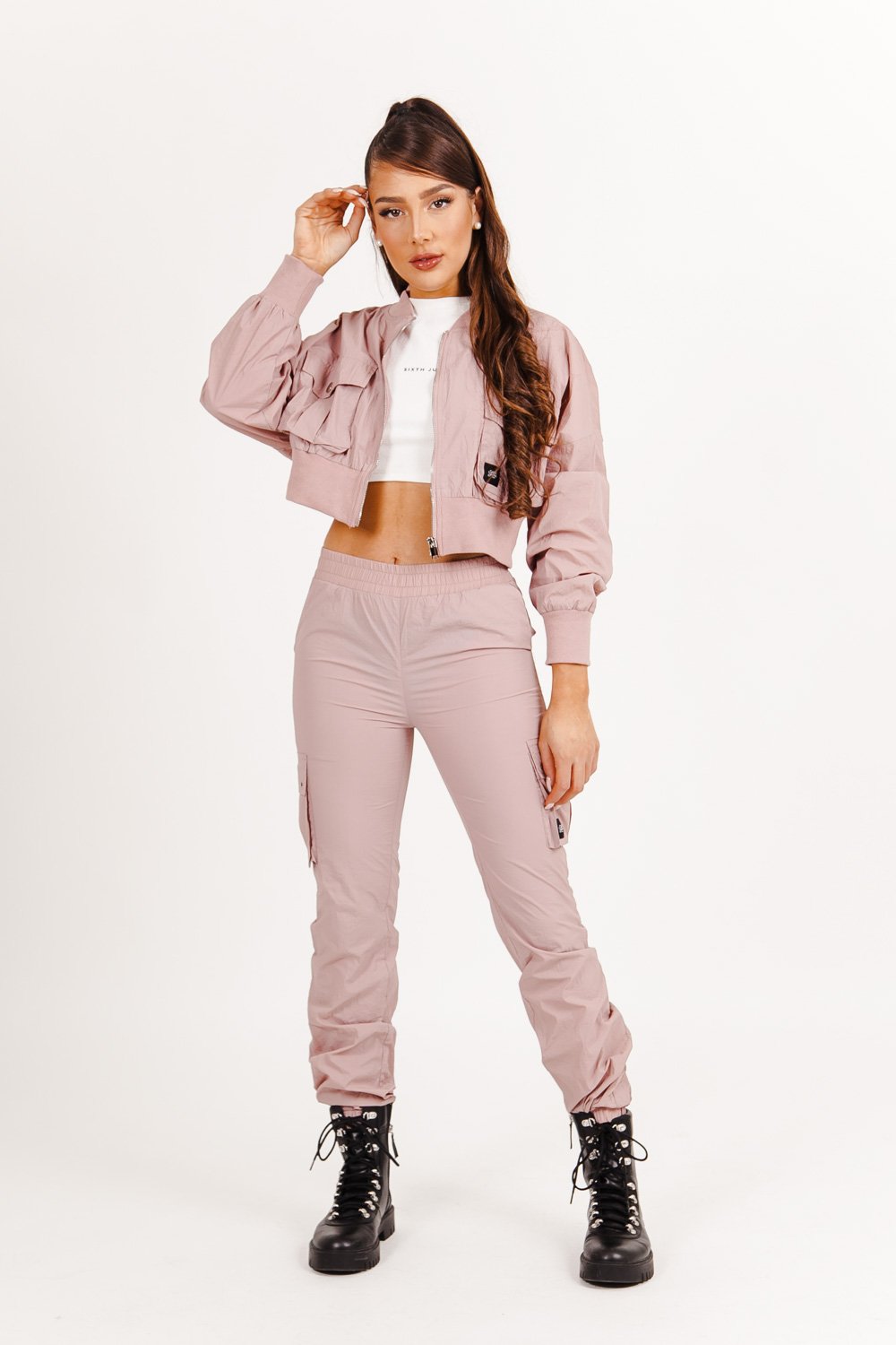 Sixth June - Veste jogging nylon courte Rose