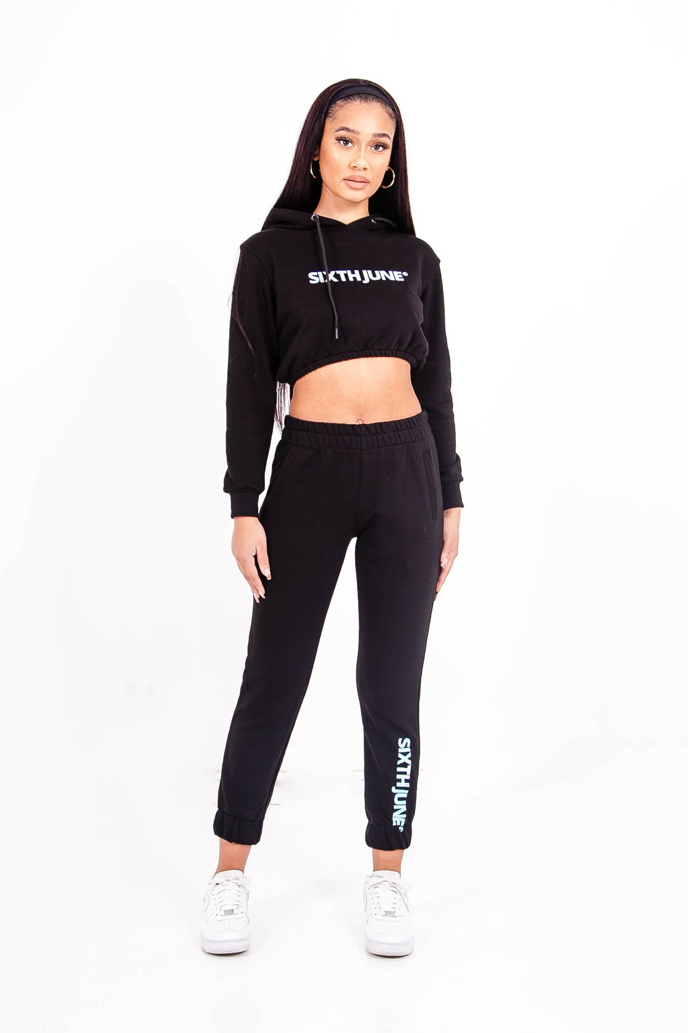 Sixth June - Jogging coton logo iridescent noir