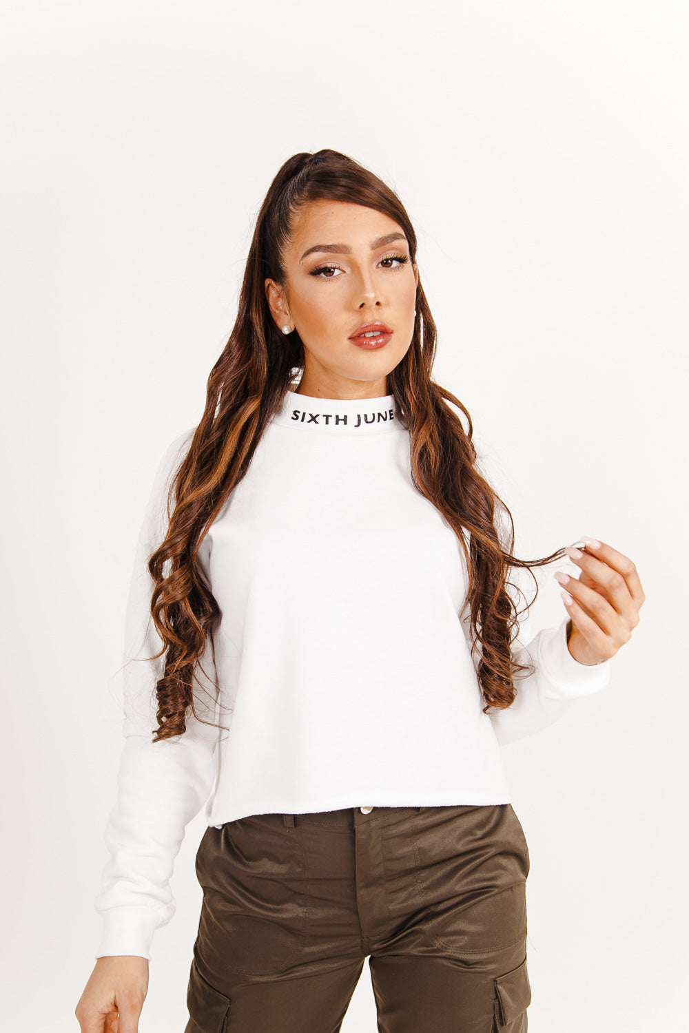 Sixth June - Sweatshirt imprimé col blanc