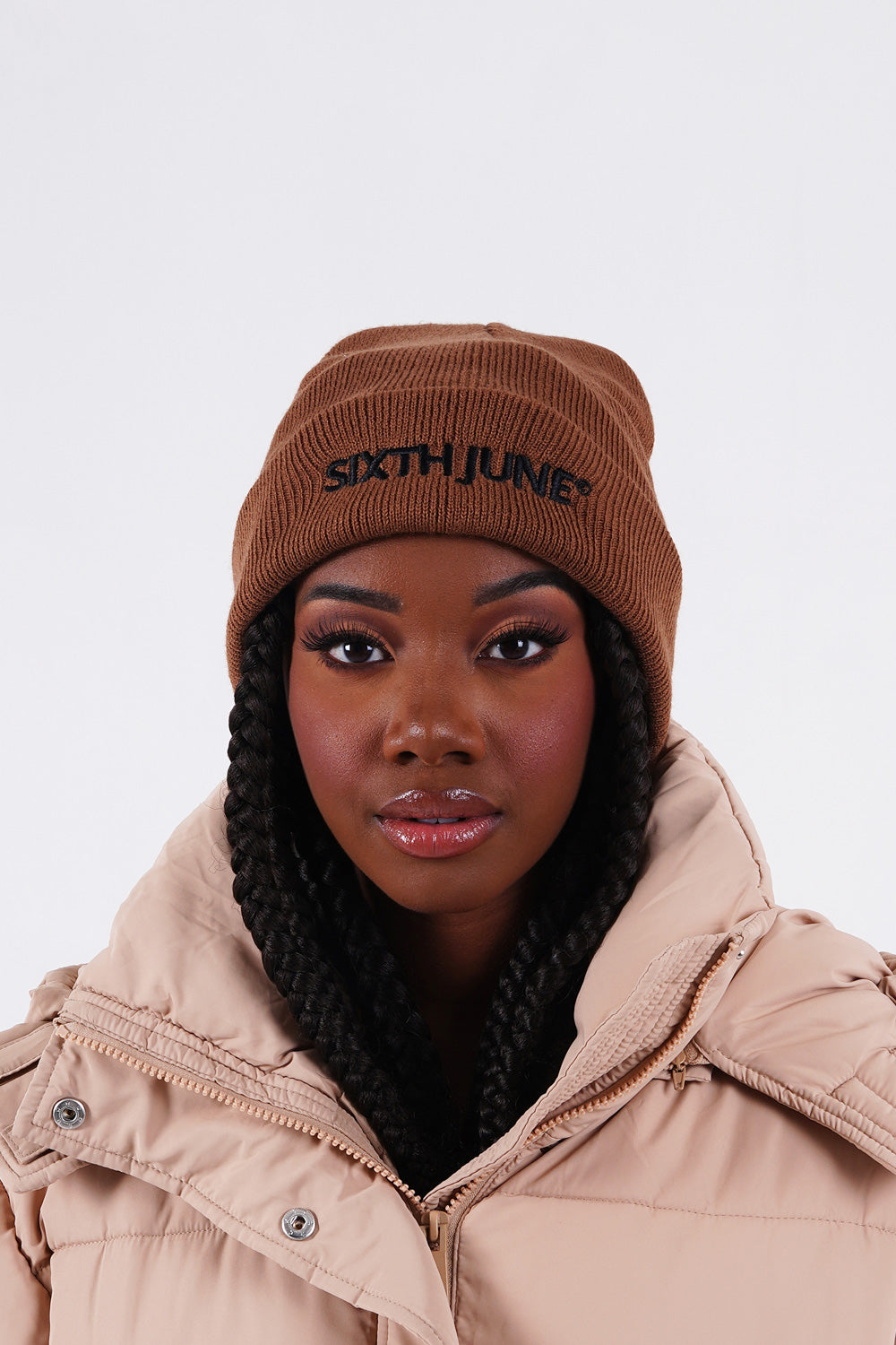 Sixth June - Bonnet mixte logo brodé Marron