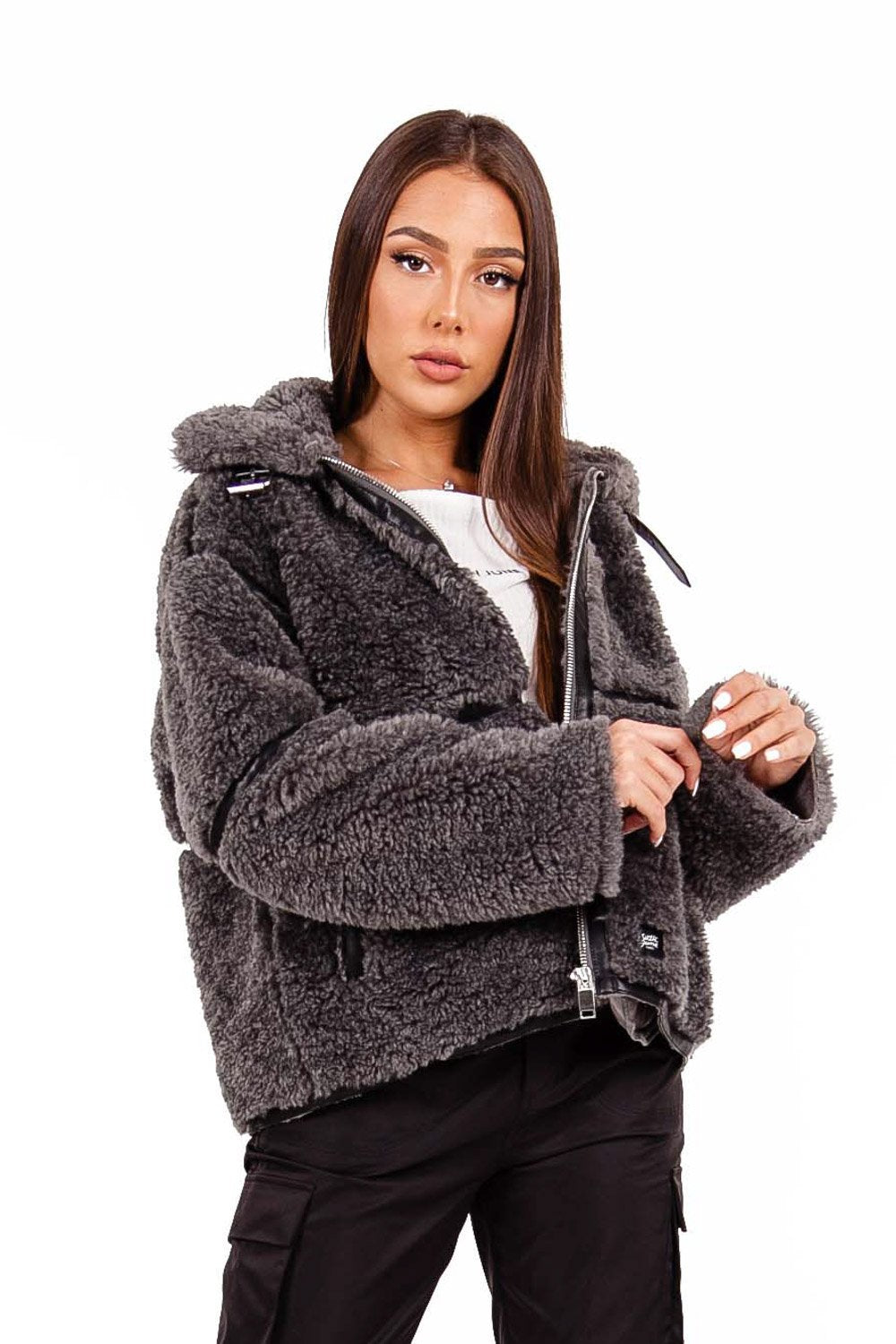 Sixth June - Veste aviateur sherpa Gris foncé