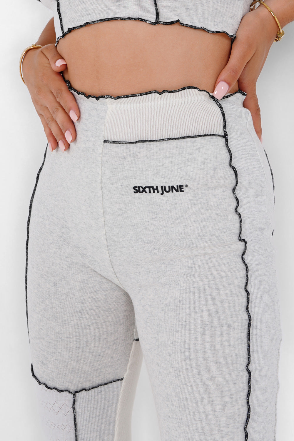 Sixth June - Pantalon flare multi tissus Blanc