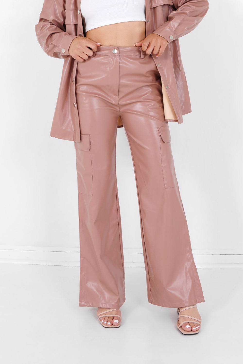 Sixth June - Pantalon simili cuir fentes Rose