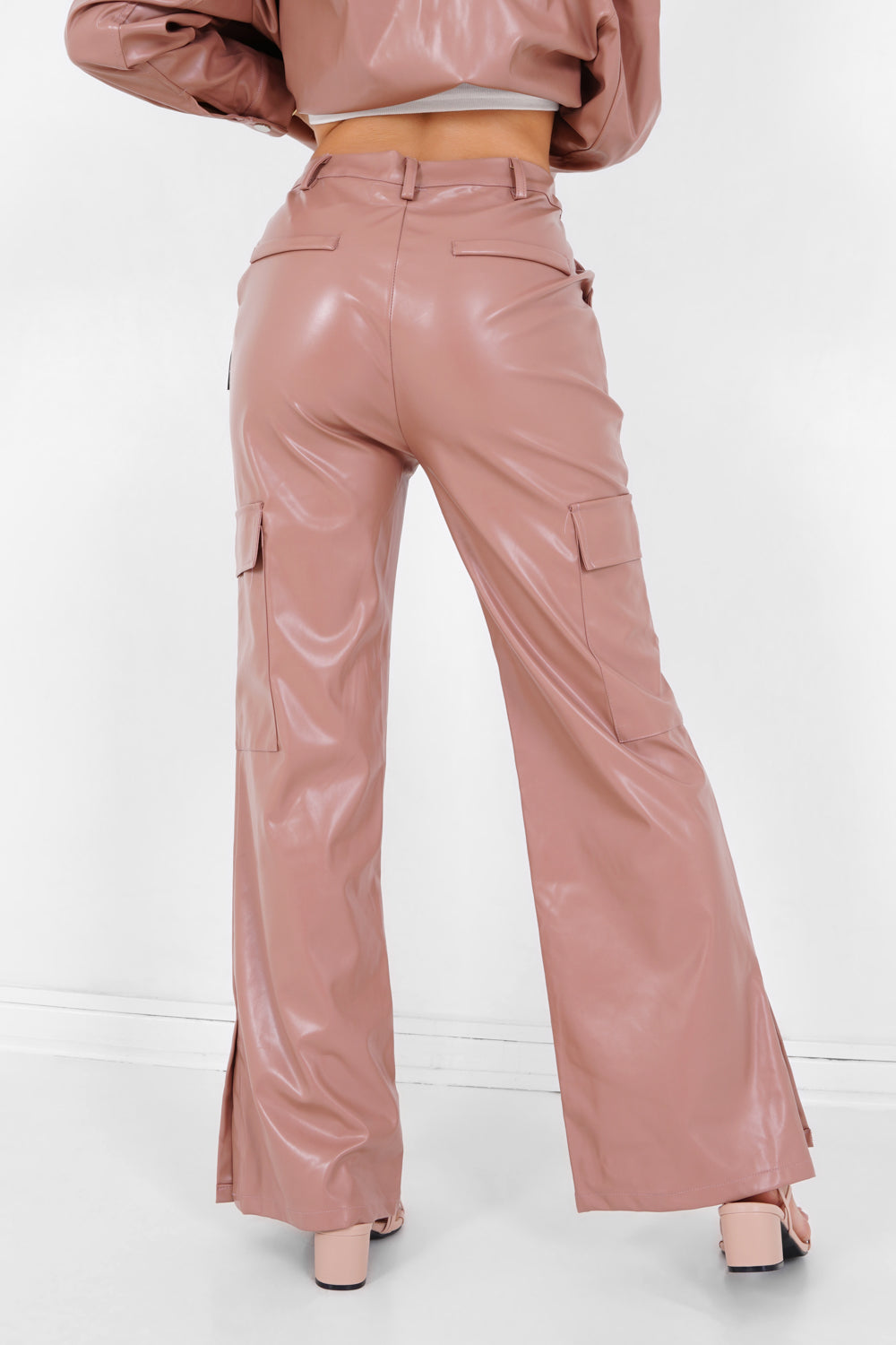 Sixth June - Pantalon simili cuir fentes Rose