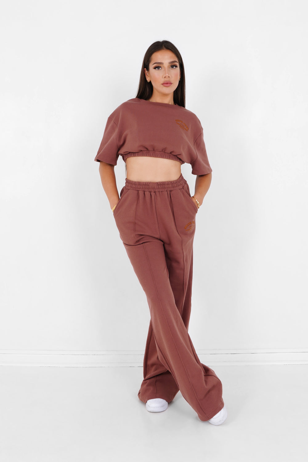 Sixth June - Jogging logo jambes larges Marron