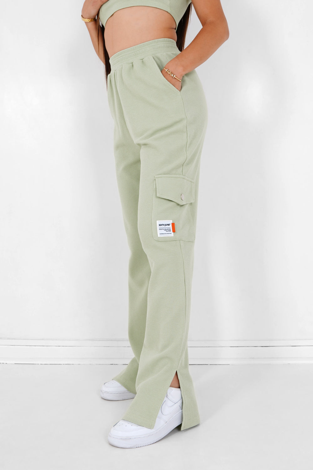 Sixth June - Pantalon droit gaufré Vert clair