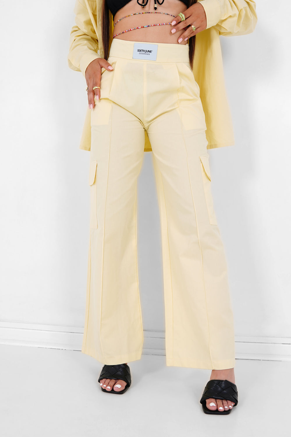 Sixth June - Pantalon jambes larges logo Jaune