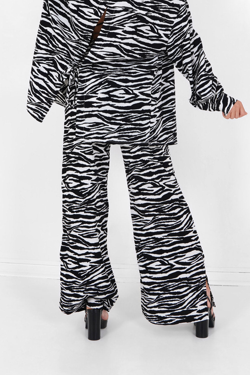 Sixth June - Pantalon large fluide zébré Noir