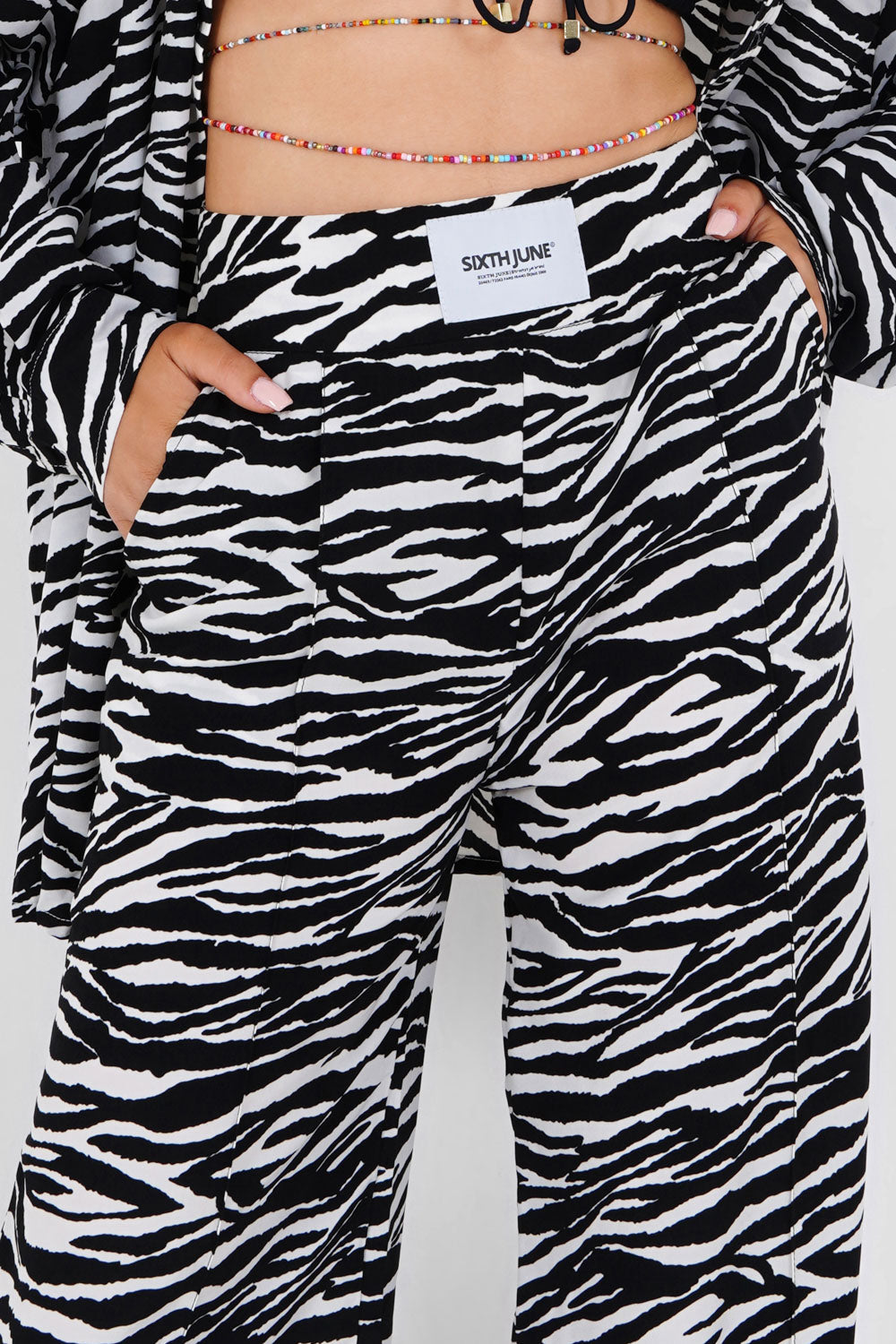 Sixth June - Pantalon large fluide zébré Noir