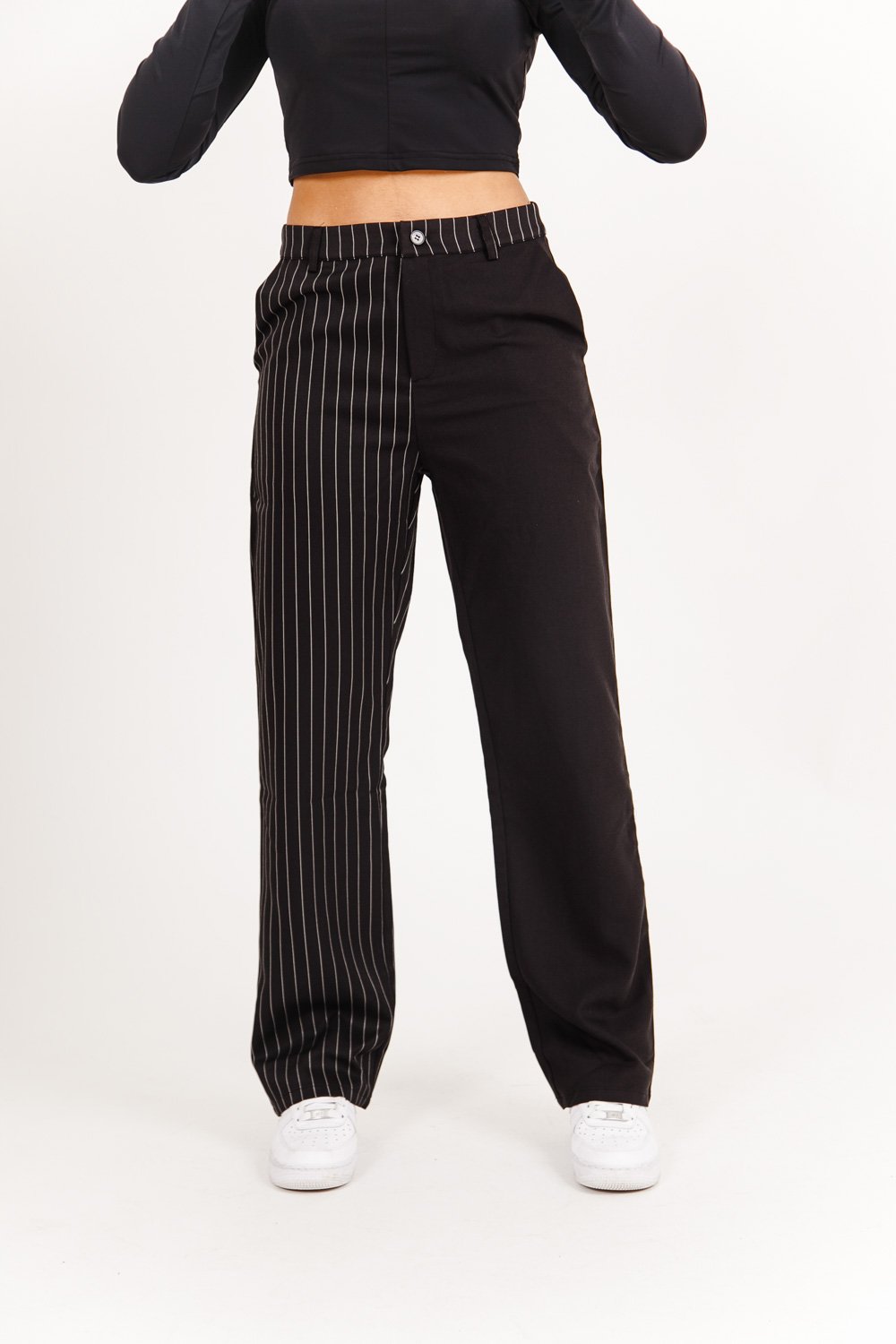 Sixth June - Pantalon large rayures uni Noir