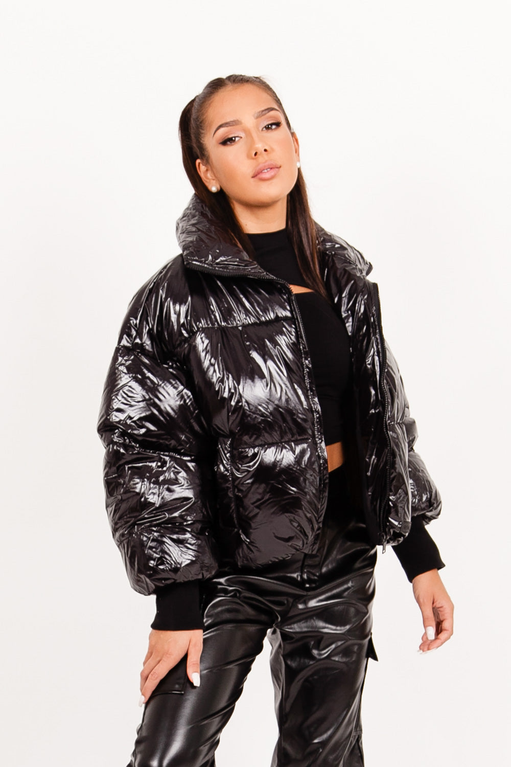 Sixth June - Doudoune courte oversize vinyle noir