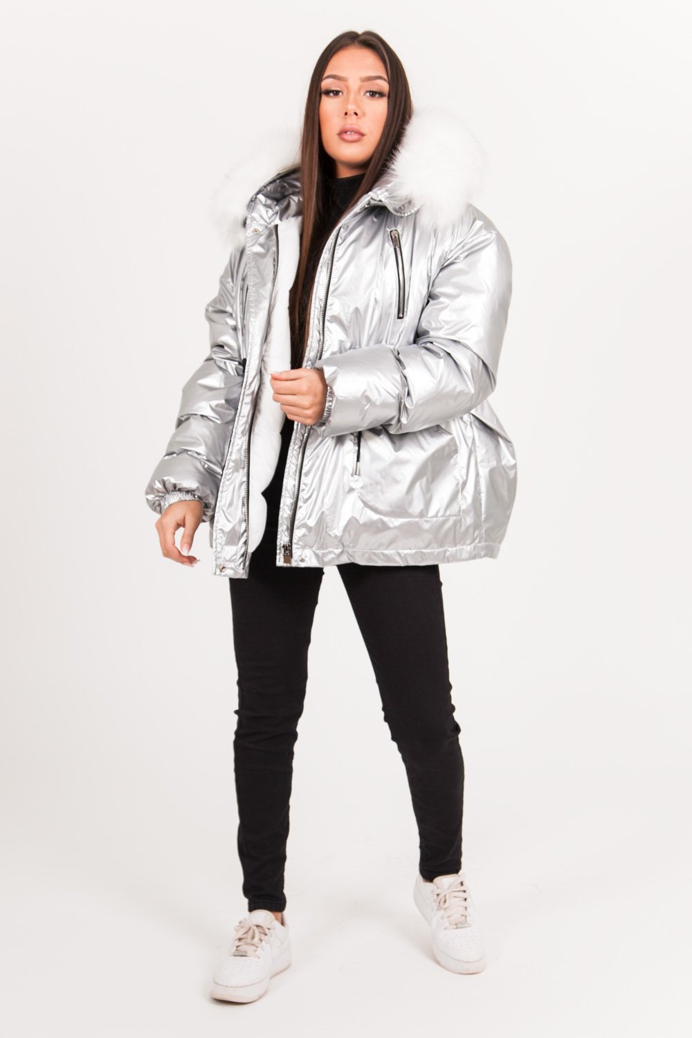 Sixth June - Doudoune métallique oversize gris silver