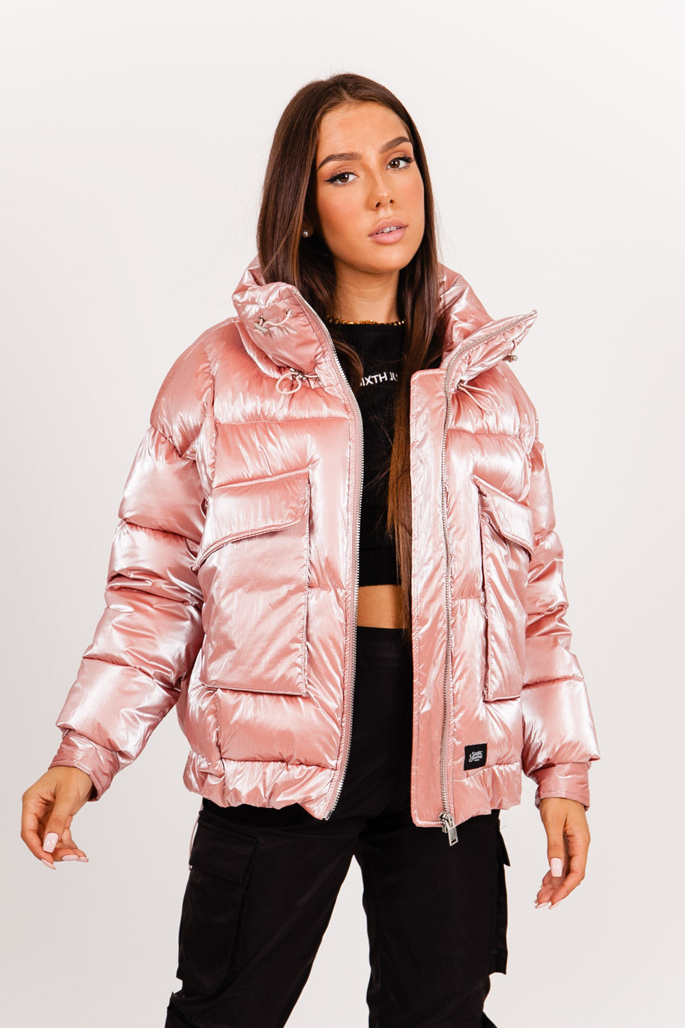 Sixth June - Doudoune oversize nacrée rose