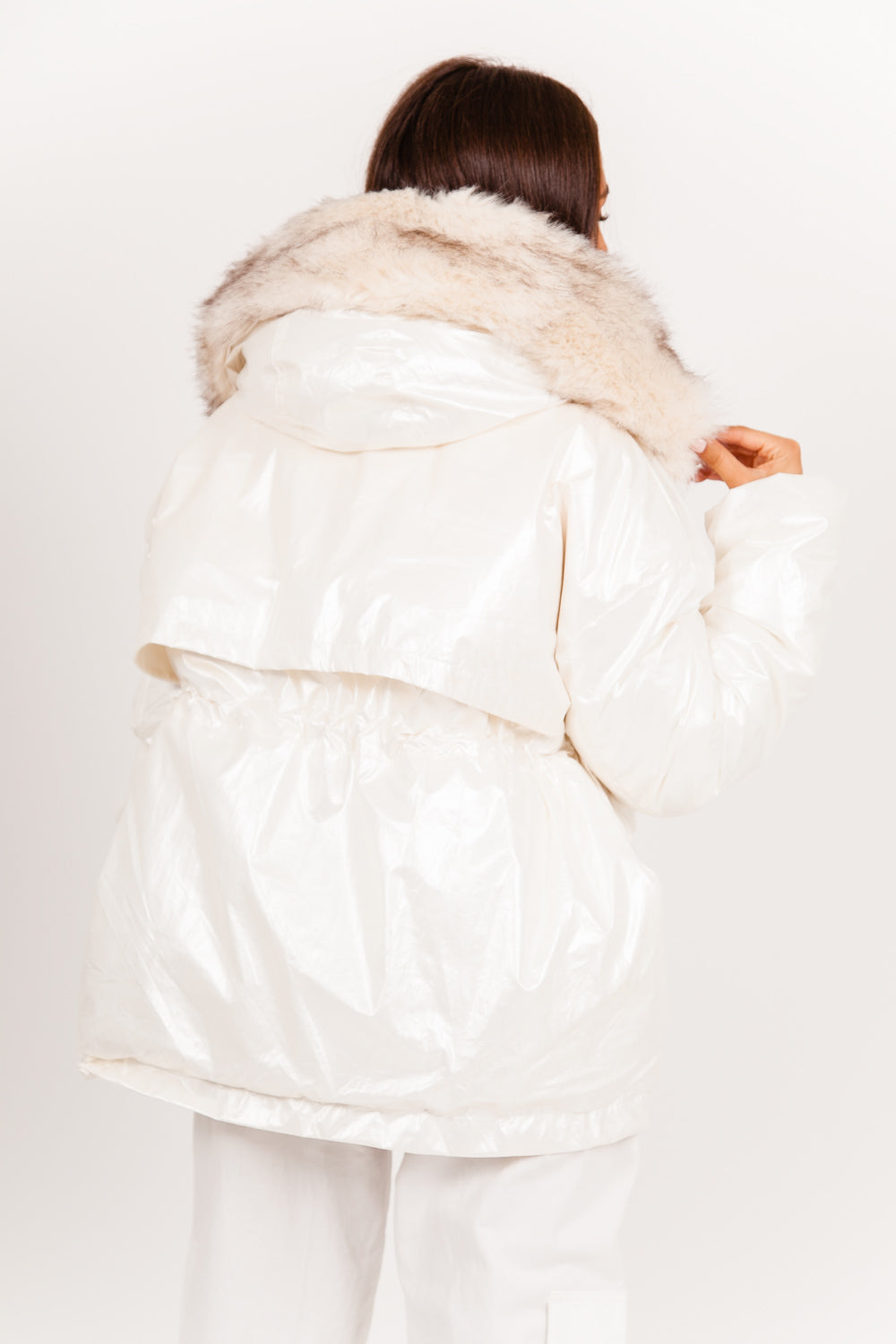 Sixth June - Doudoune oversize fourrure nacré blanc