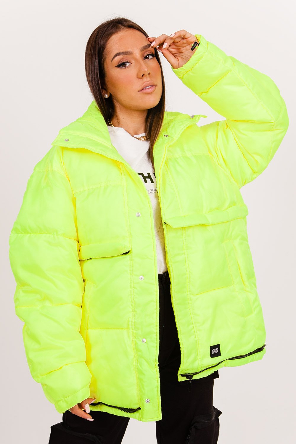 Doudoune oversize néon jaune