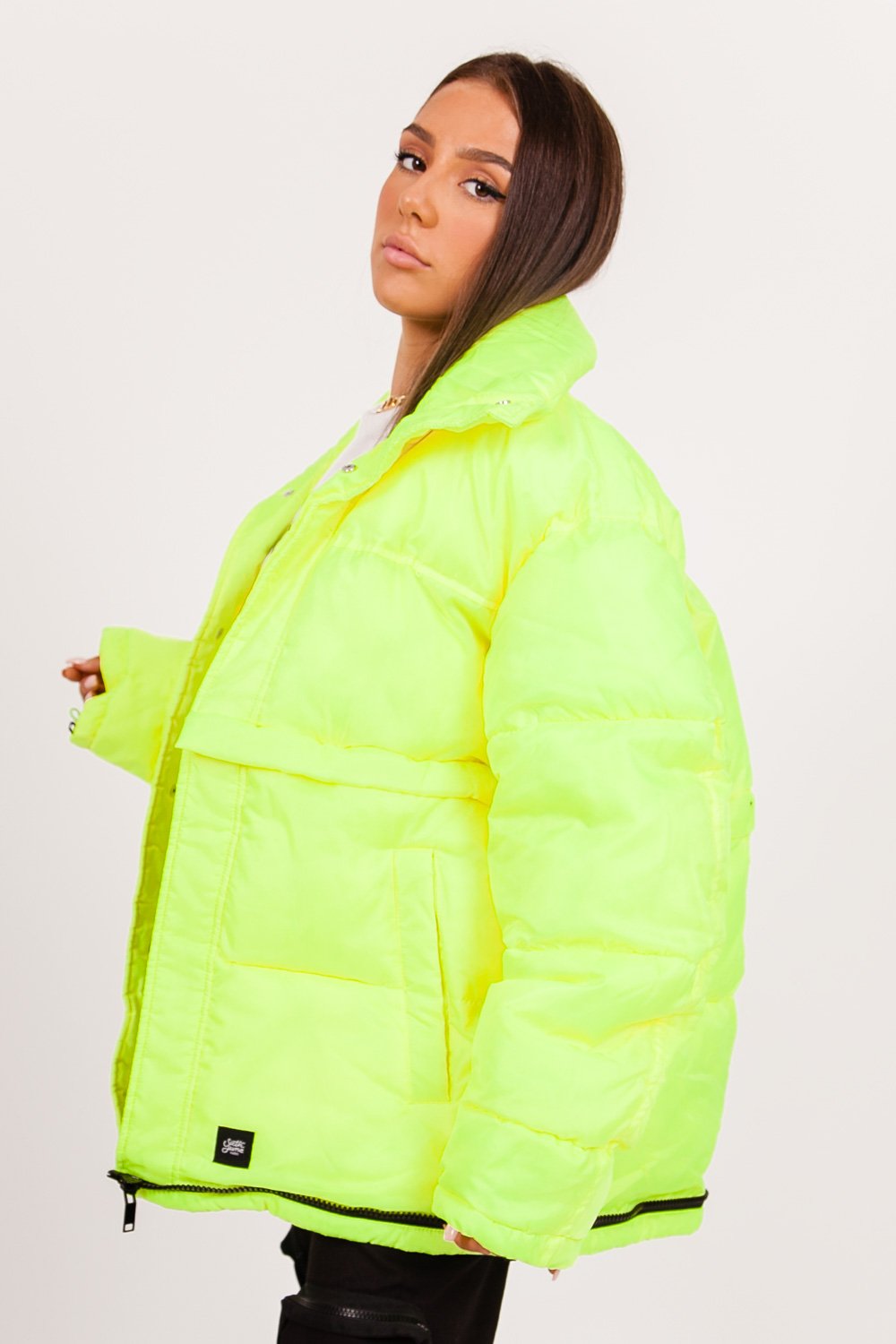 Doudoune oversize néon jaune