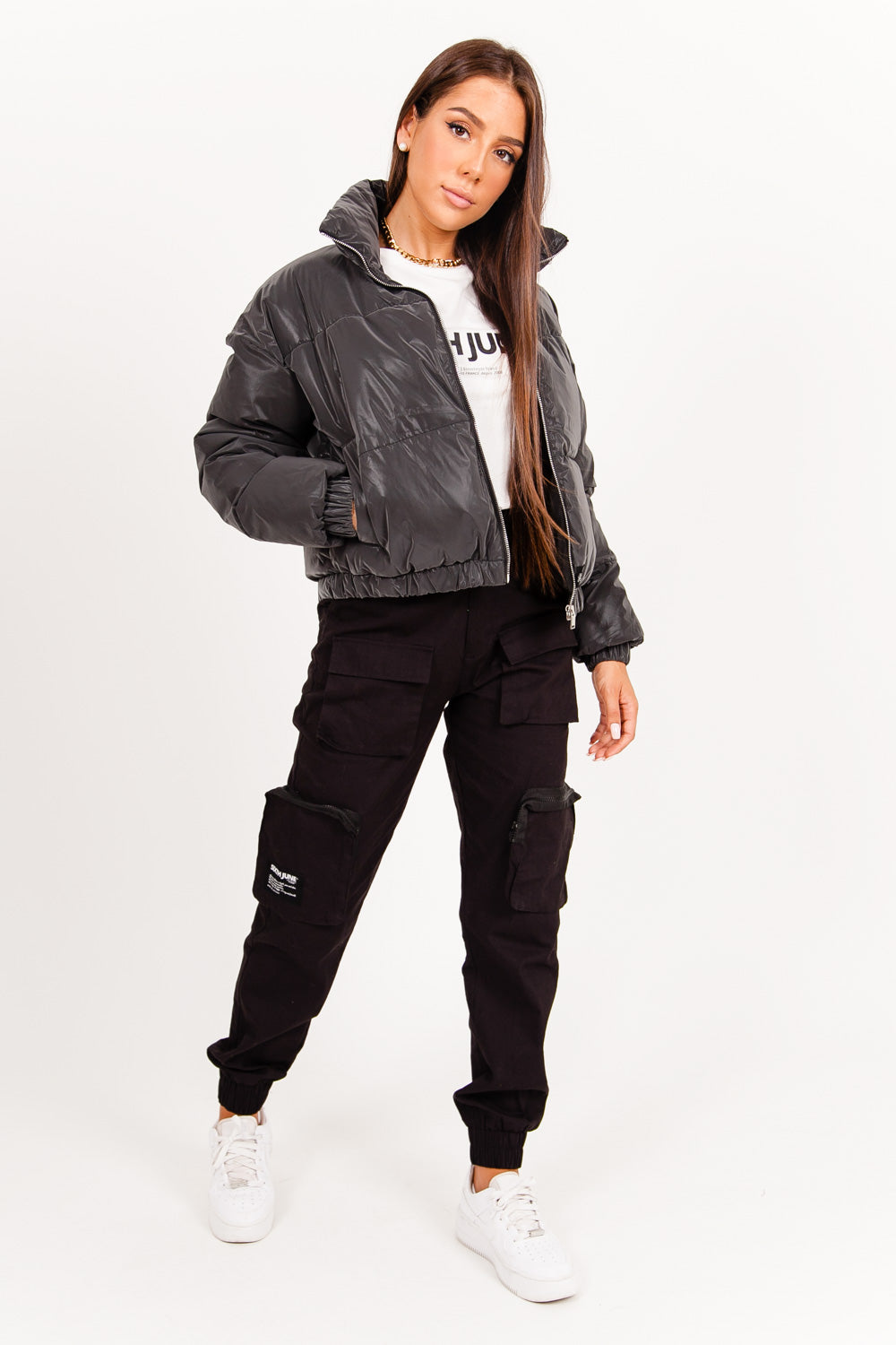 Sixth June - Doudoune courte réfléchissante noir