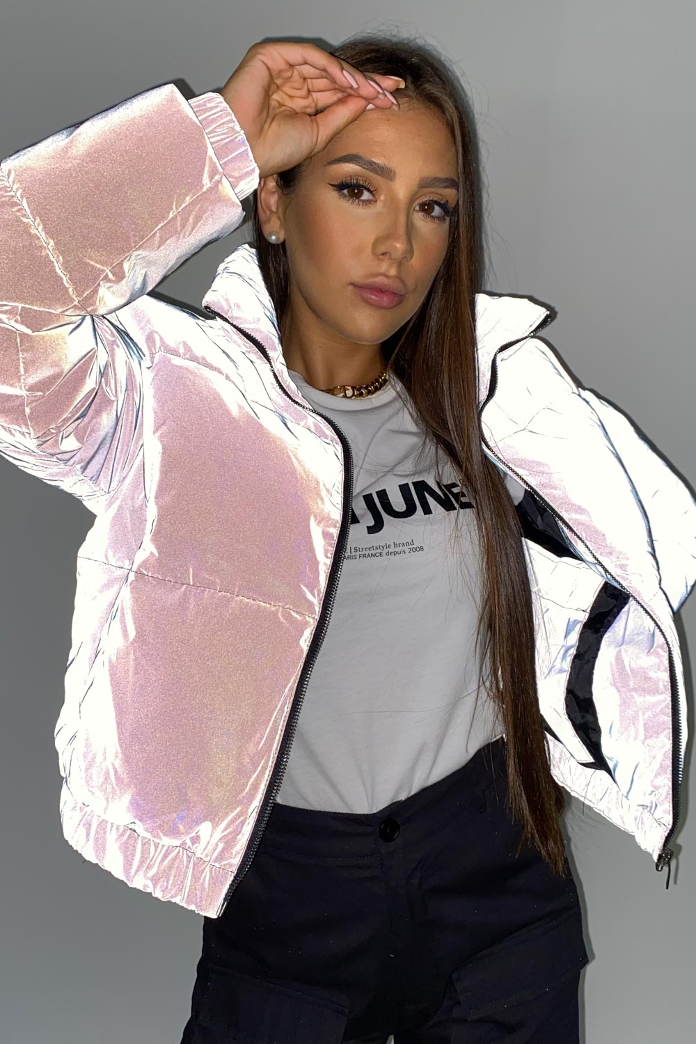 Sixth June - Doudoune courte réfléchissante noir