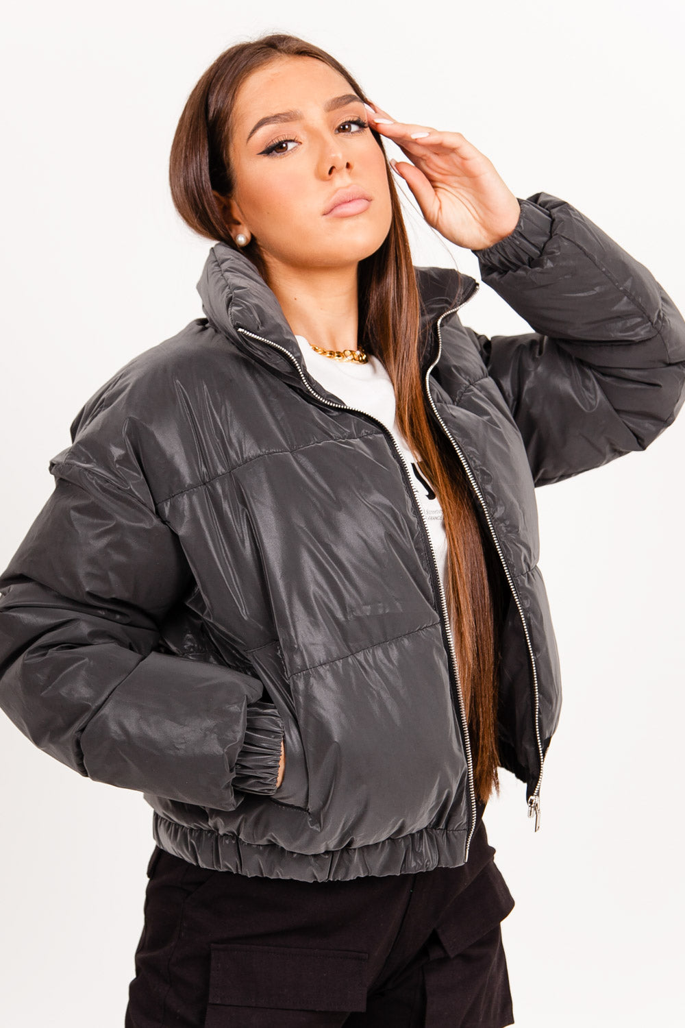 Sixth June - Doudoune courte réfléchissante noir