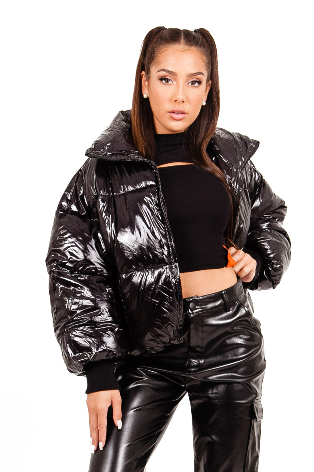 Sixth June - Doudoune courte oversize vinyle noir