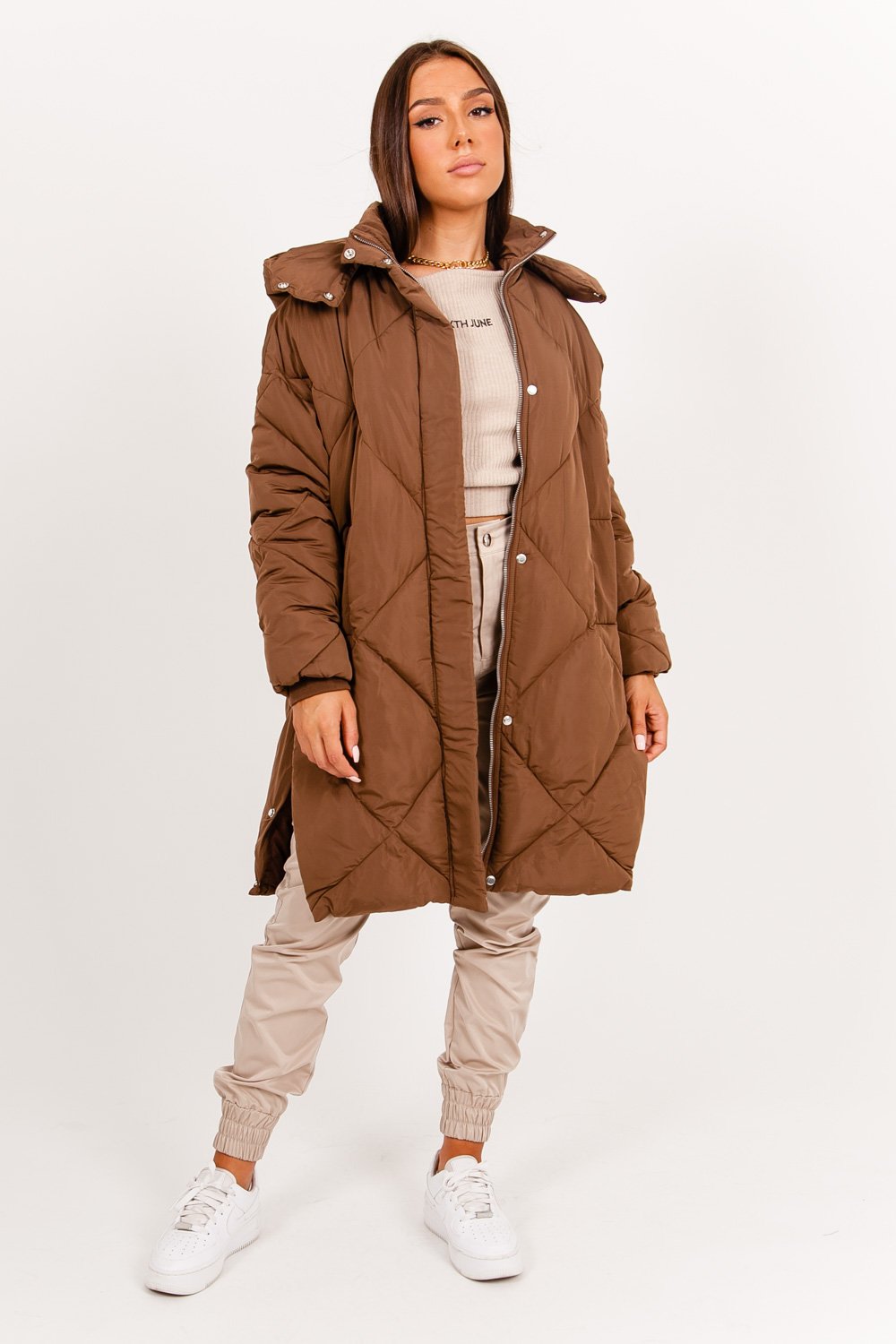 Sixth June - Doudoune longue matelassé marron