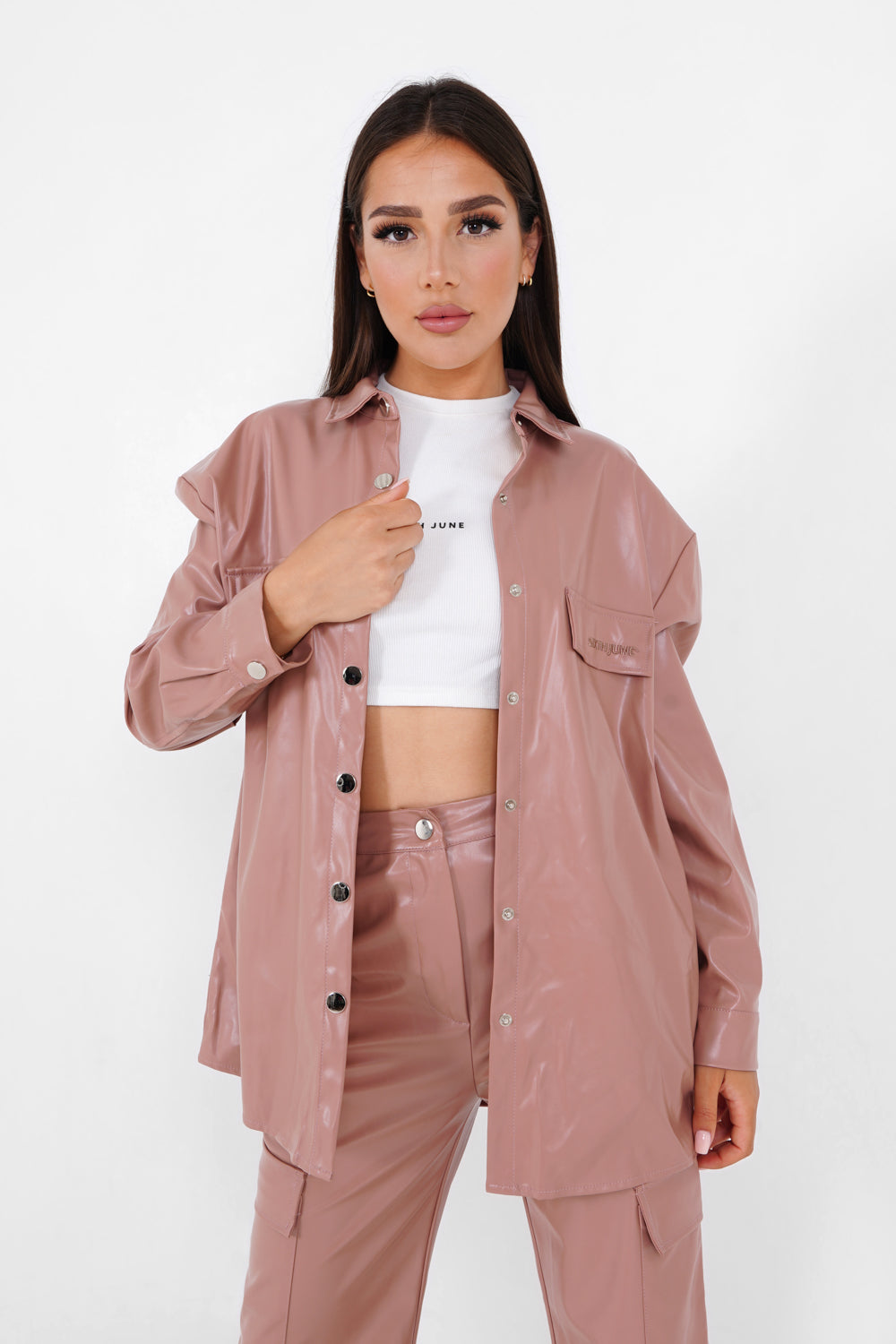 Sixth June - Chemise simili cuir Rose