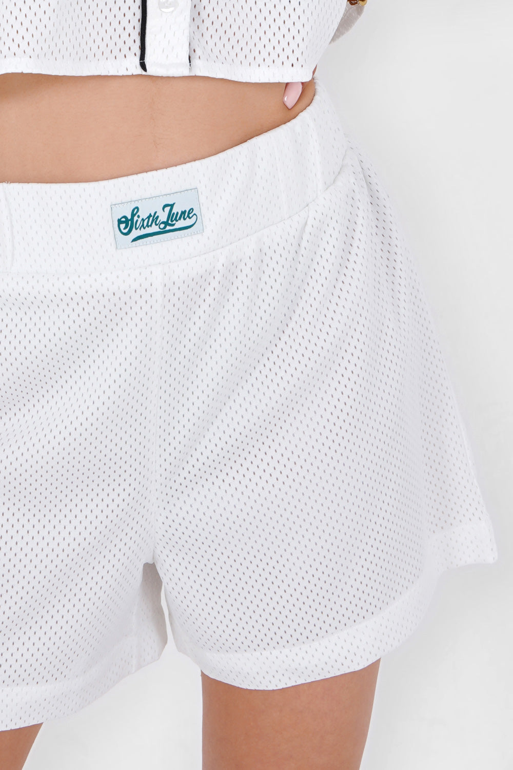 Sixth June - Short mesh logo Blanc