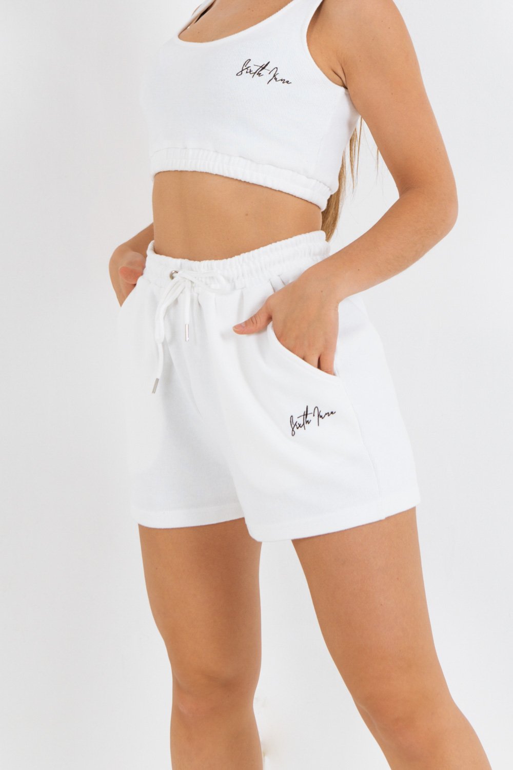 Short court signature molletonné Blanc