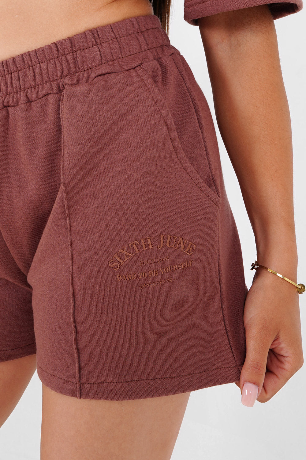 Sixth June - Short confort logo marron