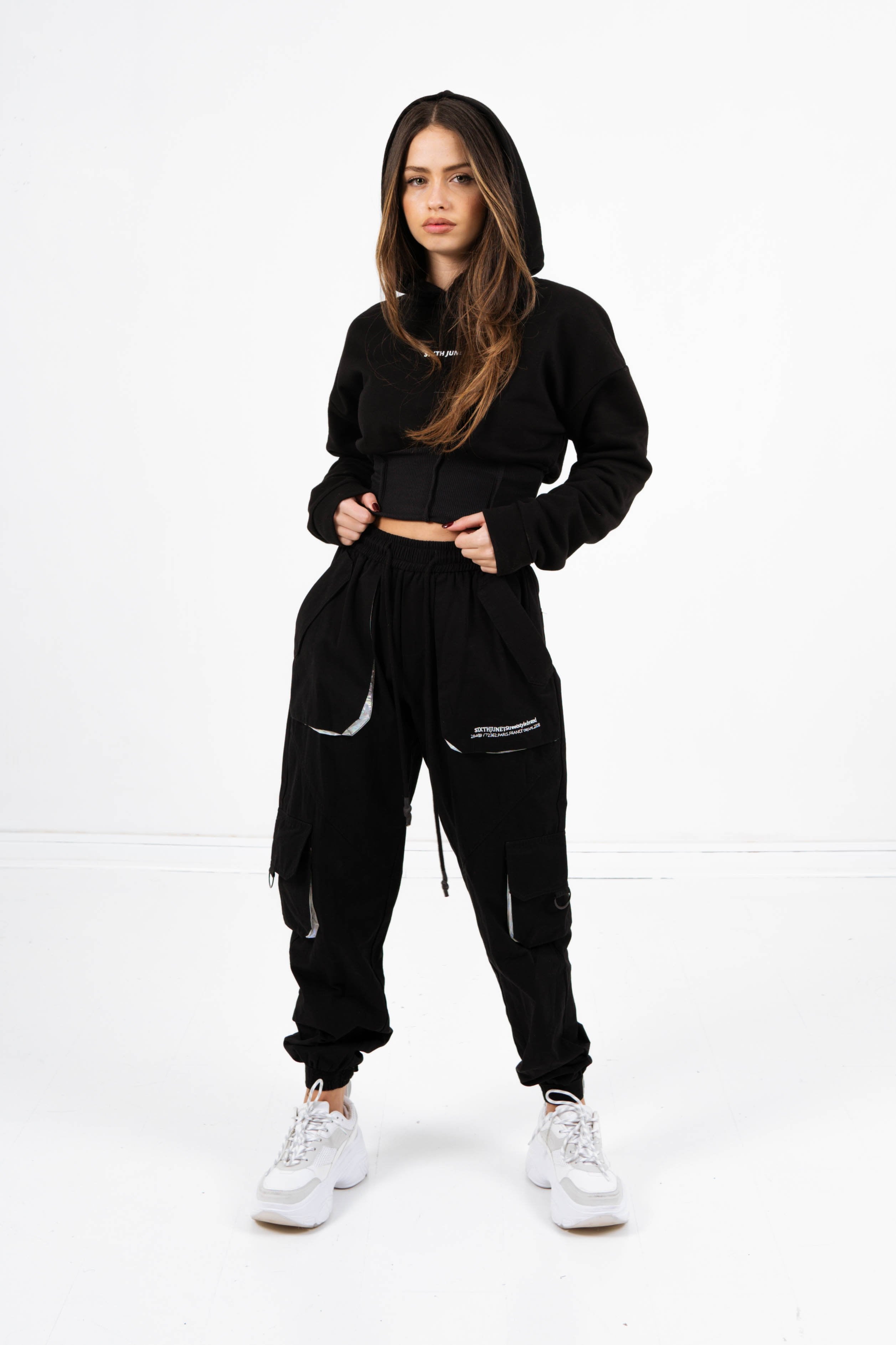 Sixth June - Sweatshirt capuche corset Noir