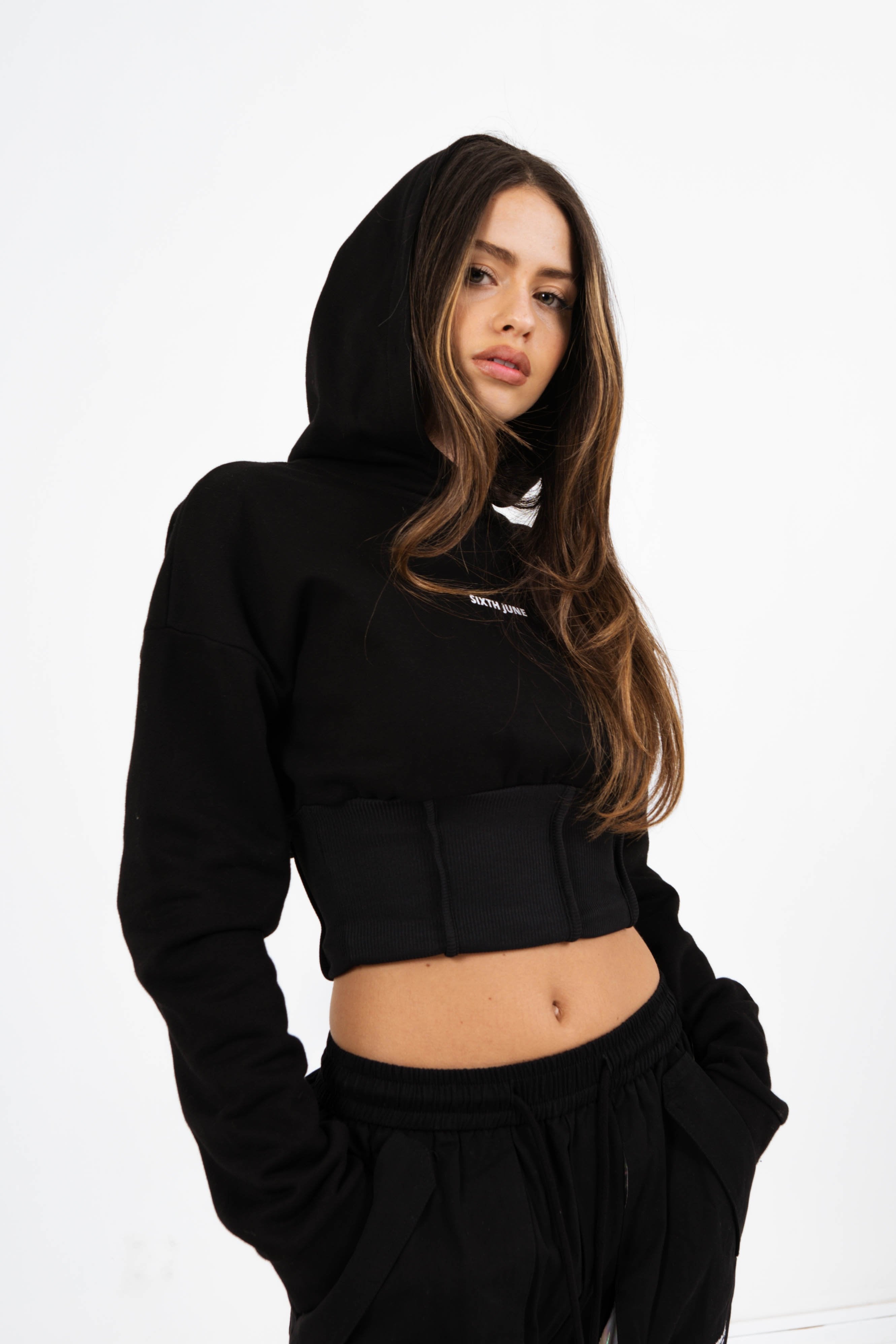 Sixth June - Sweatshirt capuche corset Noir