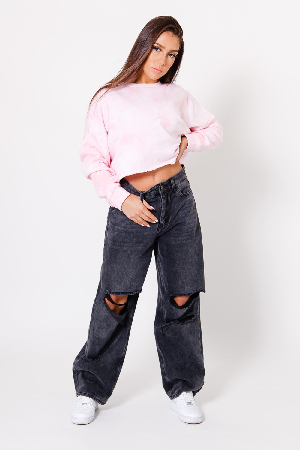 Sixth June - Sweat court logo tie dye rose