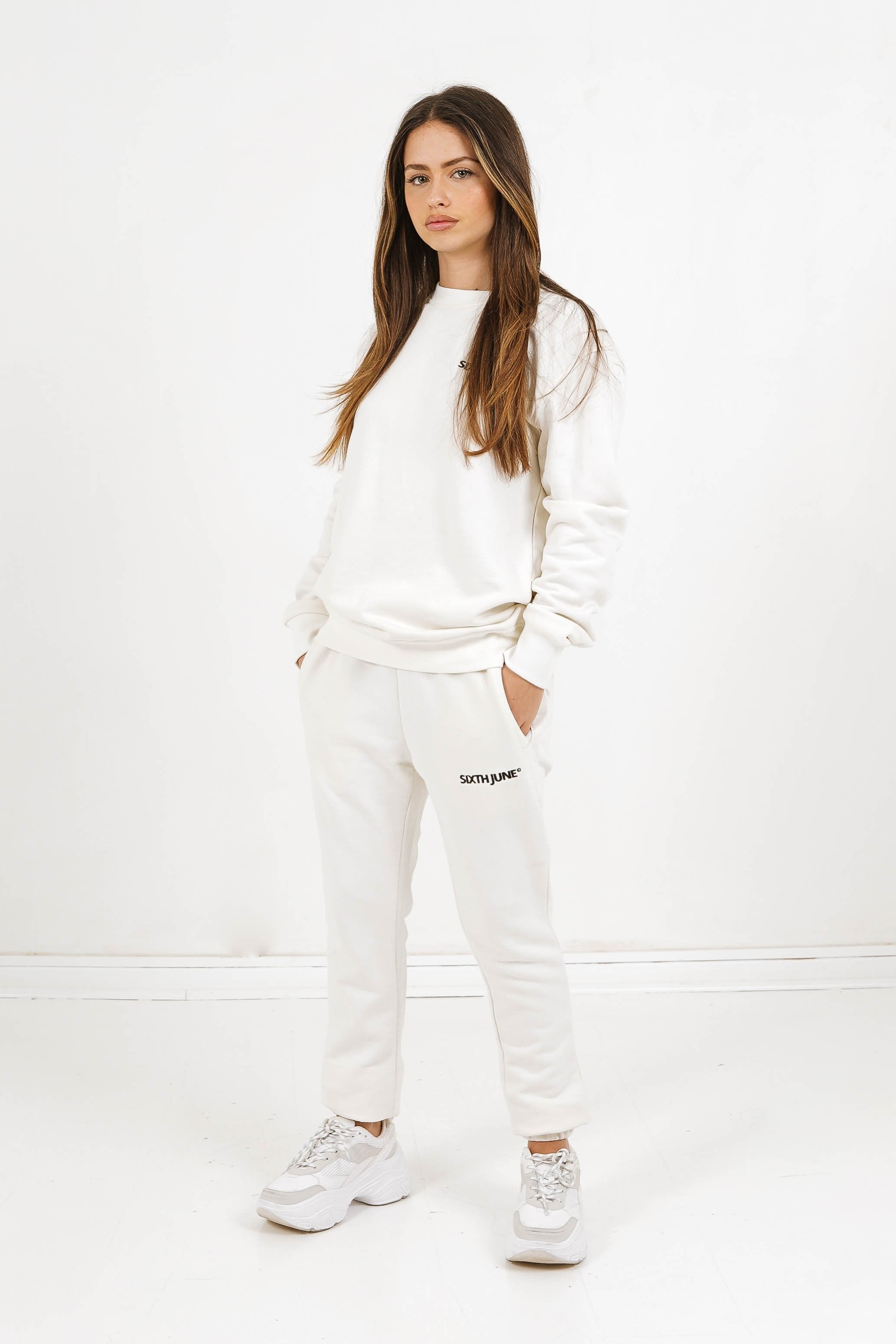 Sixth June - Sweatshirt soft logo brodé Blanc